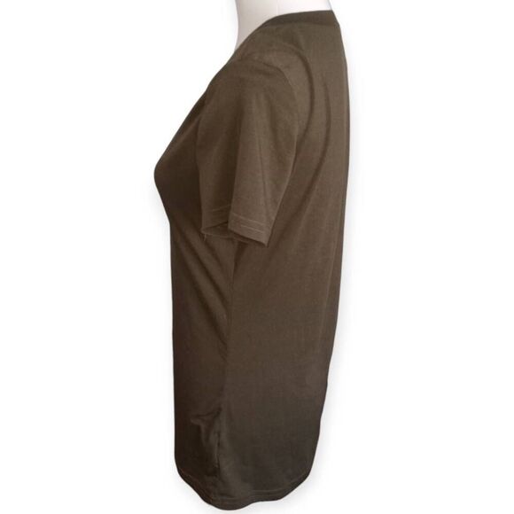 AMAZON ARMY GREEN V-NECK FITTED T-SHIRT SZ.L EUC. - Picture 3 of 7